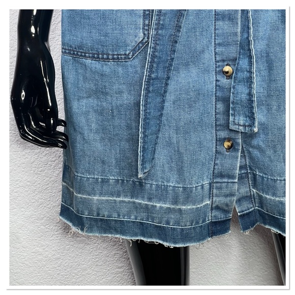 J Brand Carmela Button Front Chambray Dress Belted Cotton Denim Sz S - Picture 6 of 11